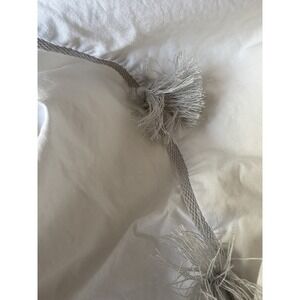 POTTERY BARN Gray tassels White  Linen Duvet Cover full size